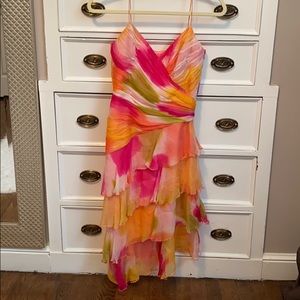 Gorgeous multicolored chiffon tiered dress.